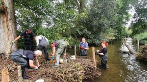 Creating a berm at Morden Hall Park